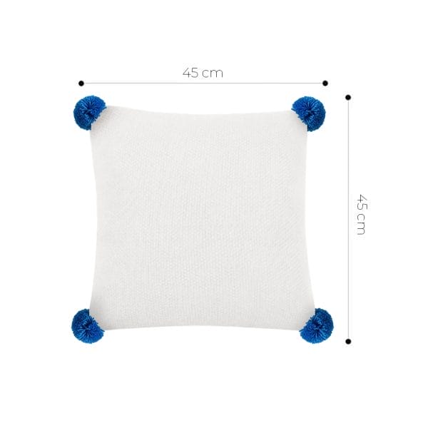 SOGA 2X 45cm Ribbed Knit Pillowcase with Pom-Poms (Cream White) - Image 6