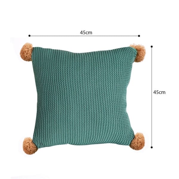 SOGA 2X 45cm Ribbed Knit Pillowcase with Pom-Poms (Sage Green) - Image 6