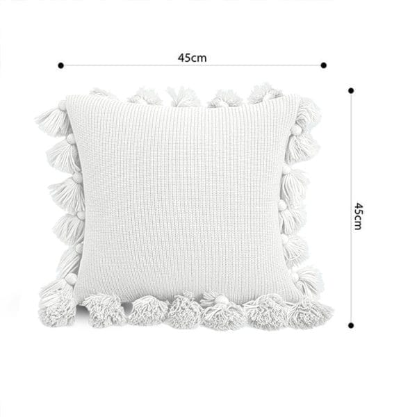 SOGA 2X 45cm Textured Pillowcase with Pom-Pom Trim (Pure White) - Image 6