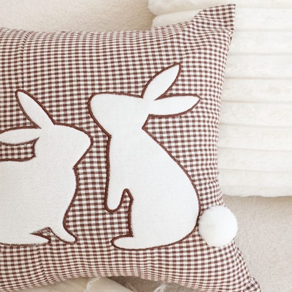 SOGA 2X 45cm Brown Gingham Bunny Pillowcase - Image 6