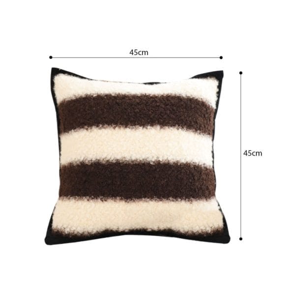 SOGA 2X 45cm Cozy Brown & Cream Striped Bouclé Square Pillowcase - Image 6