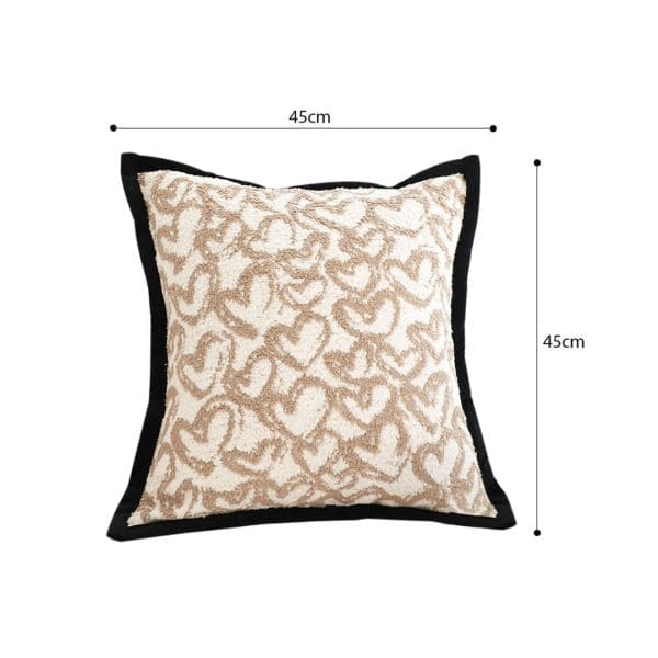 SOGA 2X 45cm Heart Patterned Off-White Square Pillowcase with Black Trim - Image 6