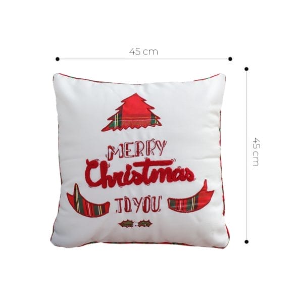 SOGA 2X 45cm “Merry Christmas To You” Festive White Pillowcase with Red & Green Accents ( - Image 6
