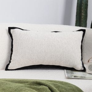 SOGA 2X 30x50cm Olive Green Minimalist Lumbar Pillowcase with Black Trim