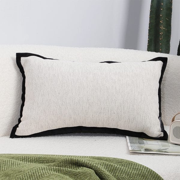 SOGA 2X 30x50cm Olive Green Minimalist Lumbar Pillowcase with Black Trim