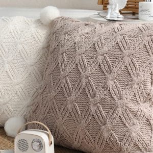 SOGA 2X 45cm Diamond Knit Texture Brown Throw Pillowcase