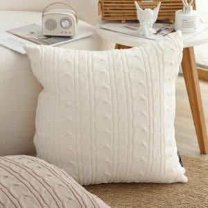 SOGA 2X 45cm Classic Cream Cable Knit Decorative Pillowcase