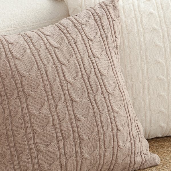 SOGA 2X 45cm Dusty Rose Cable Knit Decorative Pillowcase - Image 7