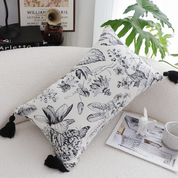 SOGA 2X 30x50cm Chic Botanical Bliss Rectangular Pillowcase with Tassel Accents - Image 7