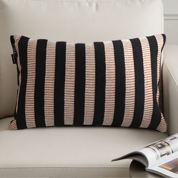 SOGA 2X 30x50cm Black & Tan Striped Rectangular Pillowcase - Image 7