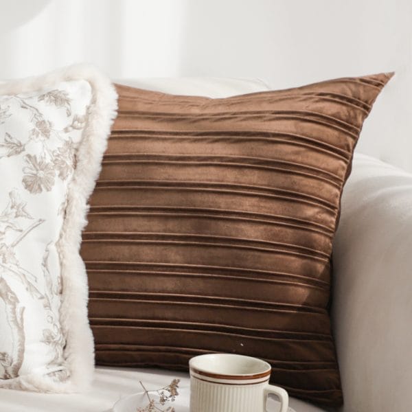 SOGA 2X 45cm Rust Leather-Look Pleated Pillowcase - Image 7