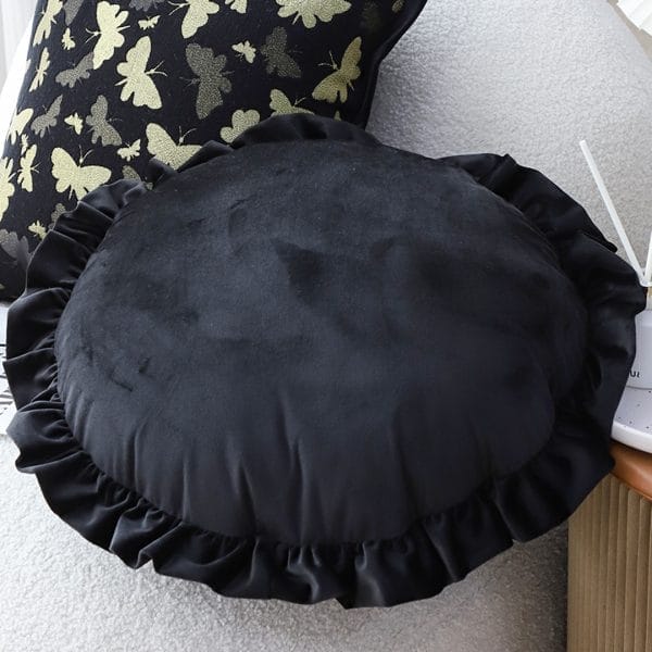 SOGA 2X 45cm Black Vintage Lotus Edge Round Pillowcase – Butterfly Accent - Image 7