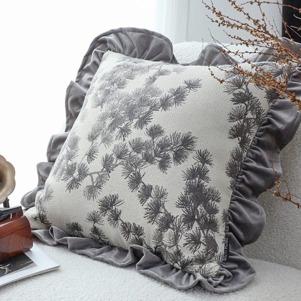 SOGA 2X 45cm Gray Floral with Ruffle Trim - Image 7