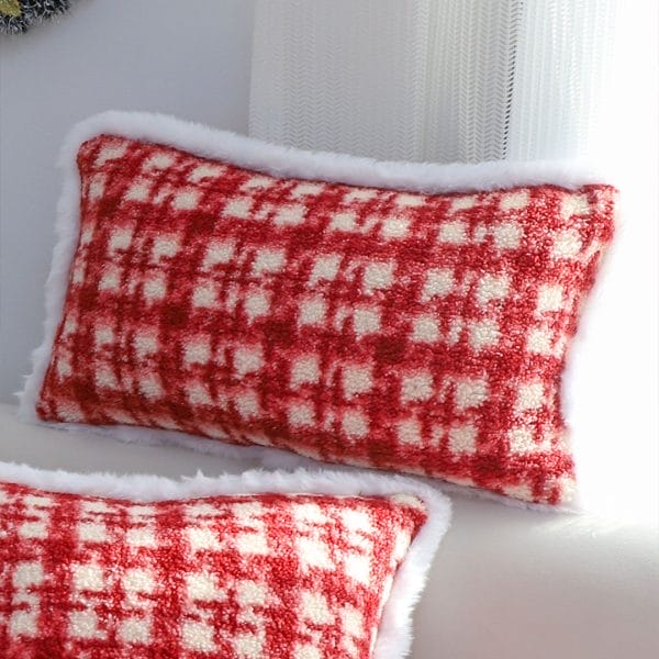 SOGA 2X 30x50cm Cozy Red Gingham Lumbar Pillow Cover - Image 7
