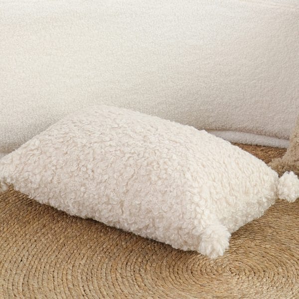 SOGA 2X 30x50cm Cream Bouclé Lumbar Pillow with Corner Tassels - Image 7