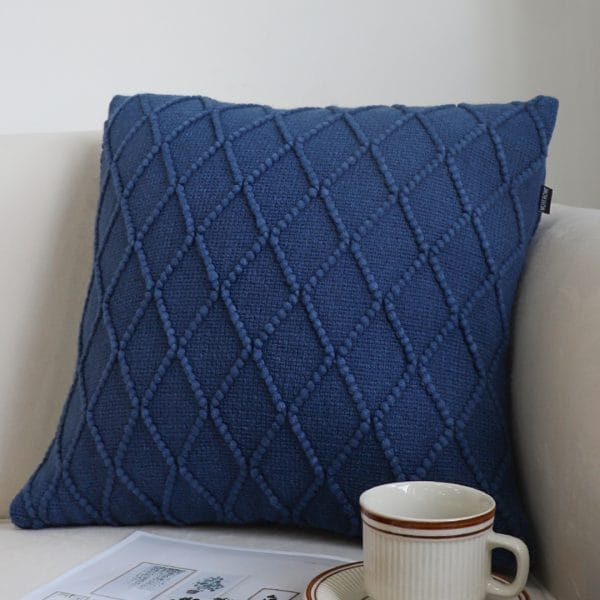 SOGA 2X 45cm Navy Blue Diamond Knit Pillowcase - Image 7