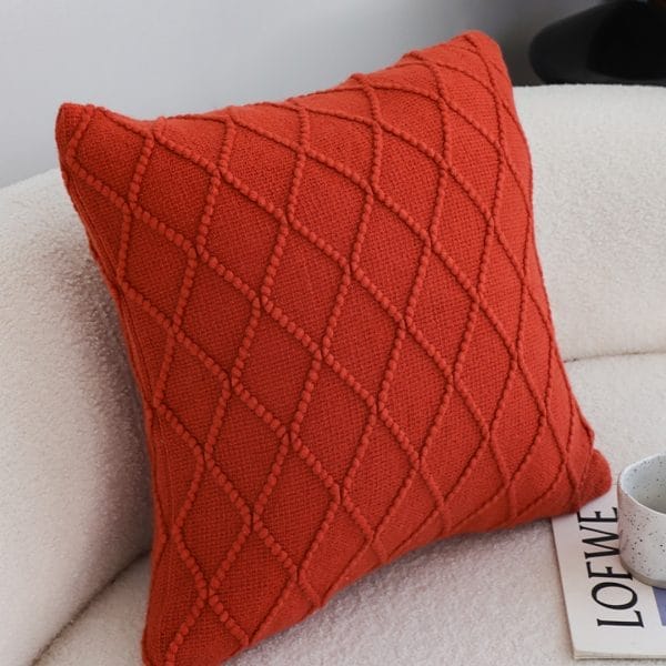 SOGA 2X 45cm Classic Red Diamond Knit Pillowcase - Image 7
