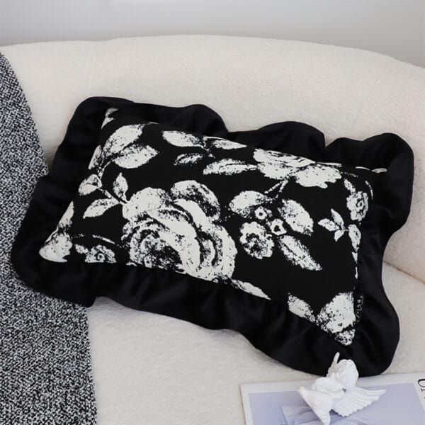 SOGA 2X 45cm Elegant Black & White Cushion Cover with Tassels - Image 7