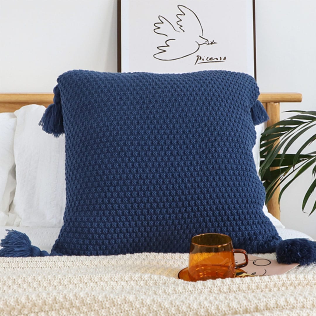 SOGA 2X 50cm Chunky Knit Pillowcase (Navy Blue) - Image 7