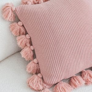 SOGA 2X 45cm Textured Pillowcase with Pom-Pom Trim (Soft Pink)