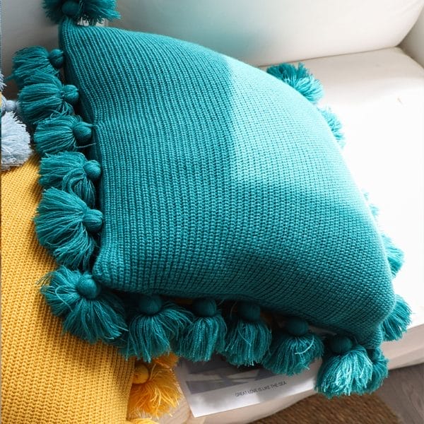 SOGA 2X 45cm Textured Pillowcase with Pom-Pom Trim (Emerald Green) - Image 7