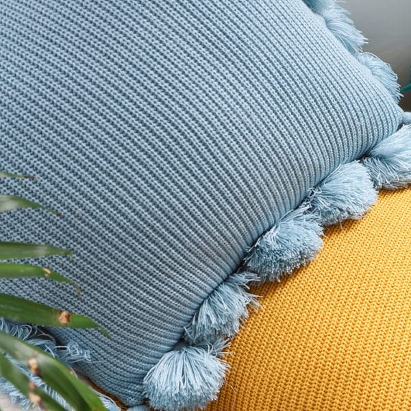 SOGA 2X 45cm Textured Pillowcase with Pom-Pom Trim (Sky Blue) - Image 7