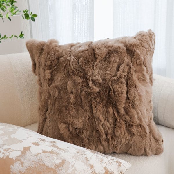 SOGA 2X 45cm LuxeFur Plush Brown Pillowcase - Image 7