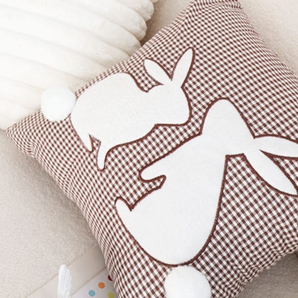 SOGA 2X 45cm Brown Gingham Bunny Pillowcase - Image 7