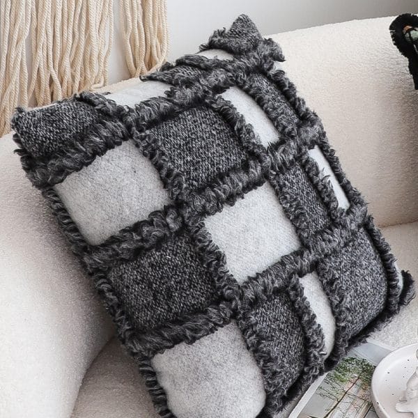 SOGA 2X 45cm Luxurious Faux Fur Textured Checkered Pillowcase - Image 7
