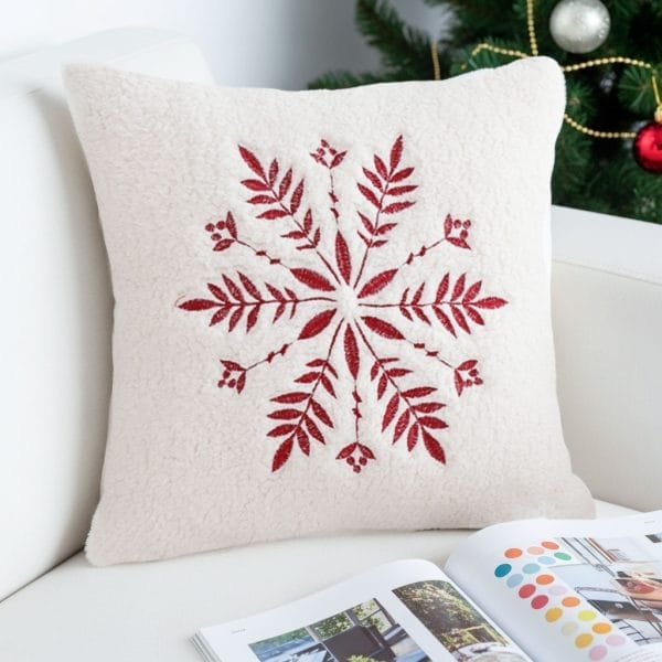 SOGA 2X 45cm Christmas Snowflake Embroidered Faux Fur Throw Pillowcase - Image 8