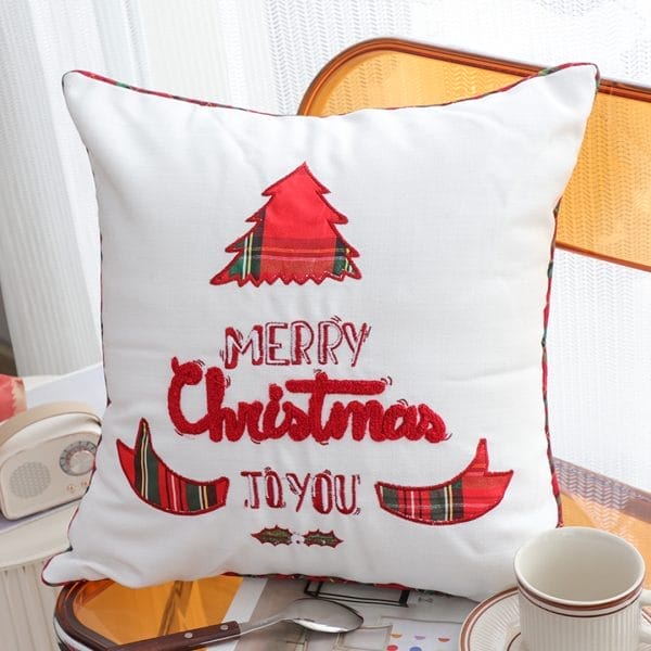 SOGA 2X 45cm “Merry Christmas To You” Festive White Pillowcase with Red & Green Accents ( - Image 7