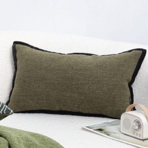 SOGA 2X 30x50cm Versatile Olive Green Lumbar Pillowcase with Black Border