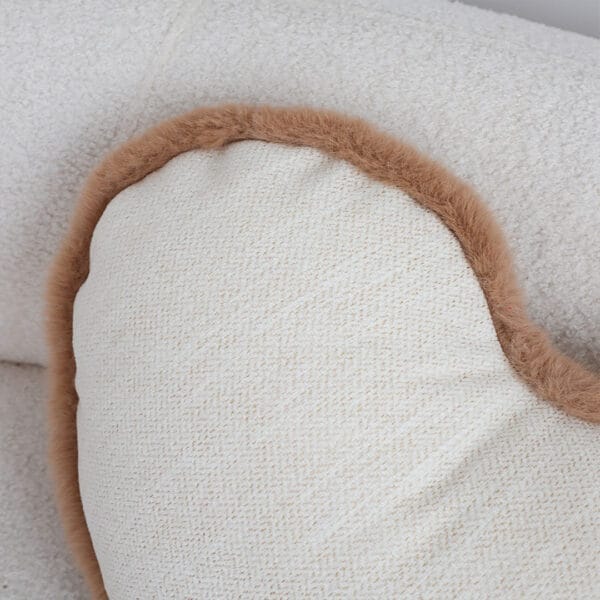 SOGA 2X 42x32cm Heart-Shaped Beige Brown Off-White Plush Polyester Pillow Cover - Image 8