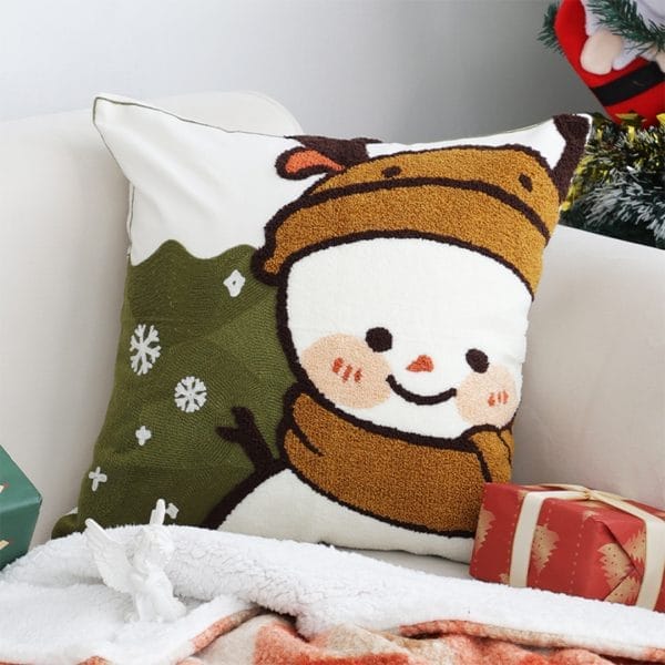 SOGA 2X 45cm Festive Snowman Christmas Decorative Pillowcase - Image 8