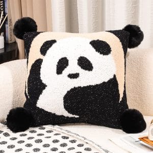 SOGA 2X 45cm Panda Pom-Pom Decorative Pillowcase