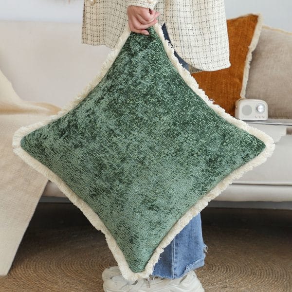 SOGA 2X 45cm Emerald Velvet Fringe Pillowcase - Image 8