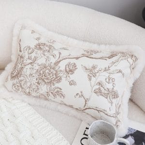 SOGA 2X 30x50cm Taupe Floral Embroidered Pillowcase