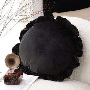 SOGA 2X 45cm Black Vintage Lotus Edge Round Pillowcase – Butterfly Accent