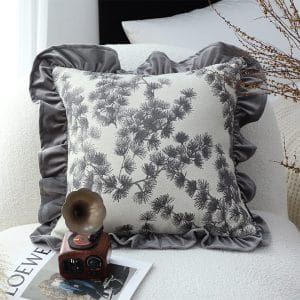 SOGA 2X 45cm Gray Floral with Ruffle Trim