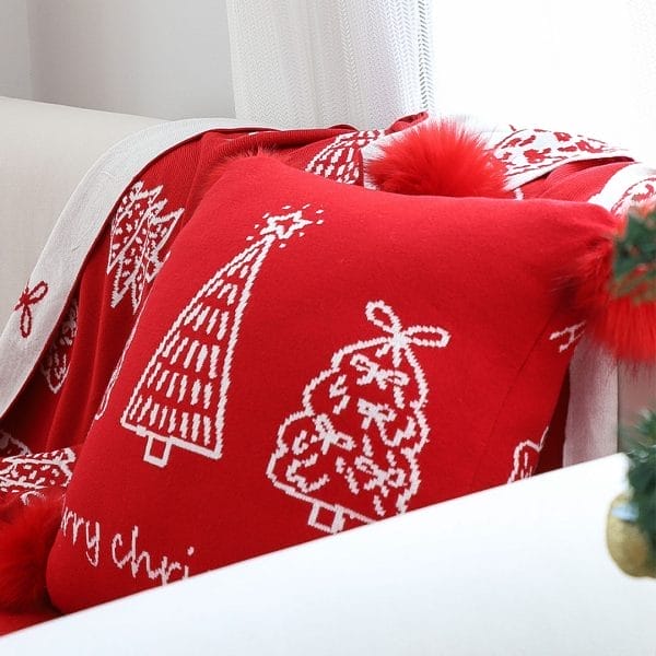SOGA 2X 45cm Whimsical Red Christmas Tree Pillowcase - Image 7