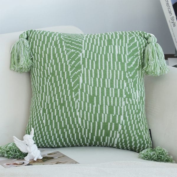 SOGA 2X 45cm Sage Chevron Tassel Pillowcase - Image 7
