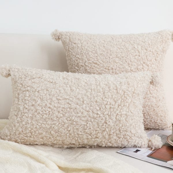 SOGA 2X 30x50cm Cream Bouclé Lumbar Pillow with Corner Tassels - Image 8