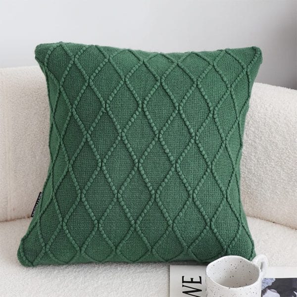 SOGA 2X 45cm Forest Green Diamond Knit Pillowcase - Image 8