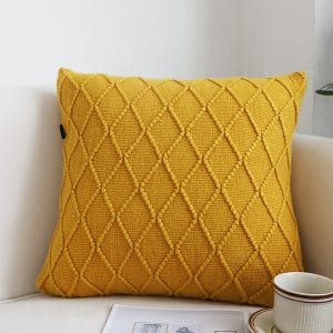 SOGA 2X 45cm Sunshine Yellow Diamond Knit Pillowcase