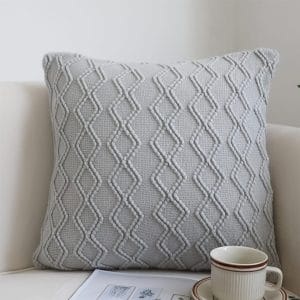 SOGA 2X 45cm Light Gray Diamond Knit Pillowcase