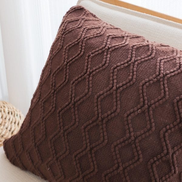 SOGA 2X 45cm Deep Chocolate Brown Diamond Knit Pillowcase - Image 8