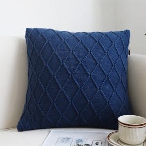 SOGA 2X 45cm Navy Blue Diamond Knit Pillowcase
