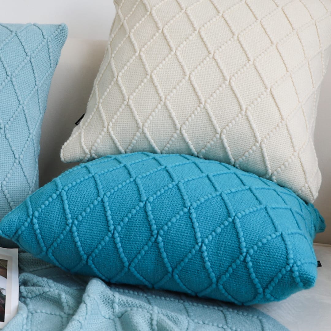 SOGA 2X 45cm Turquoise Diamond Knit Pillowcase - Image 8