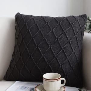 SOGA 2X 45cm Charcoal Grey Cable Knit Pillow Cover