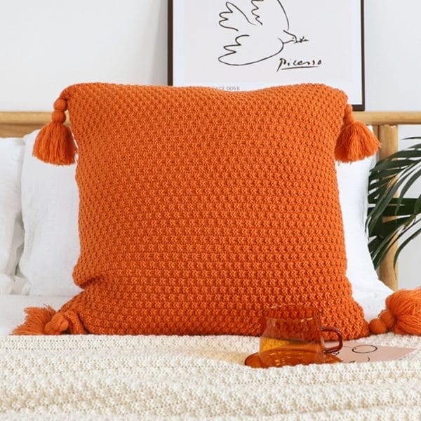 SOGA 2X 50cm Chunky Knit Pillowcase (Coral Orange) - Image 8